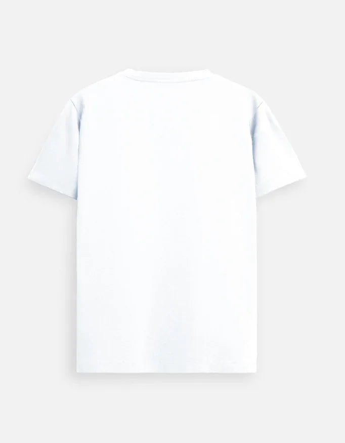 Back view of a plain white short-sleeve t-shirt from Nairove Closet collection