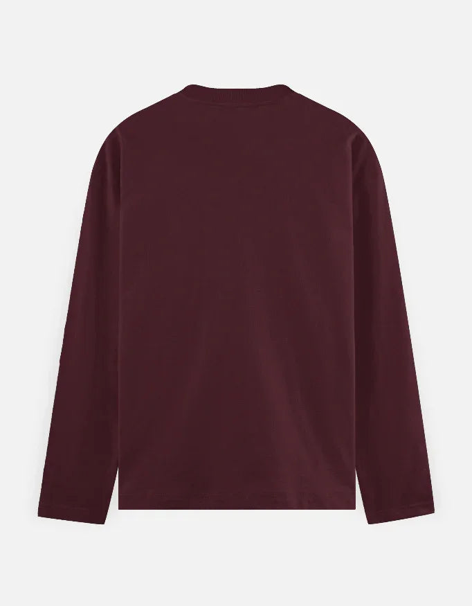 Back view of maroon long sleeve shirt from Nairove Closet's trendy fashion collection