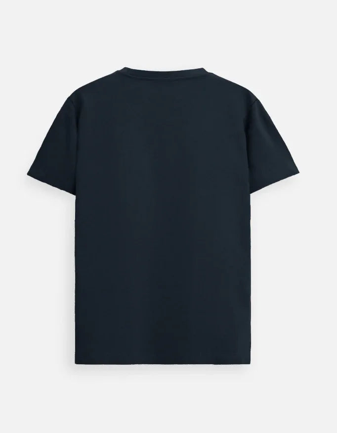 Back view of plain black short sleeve t-shirt from Nairove Closet on white background