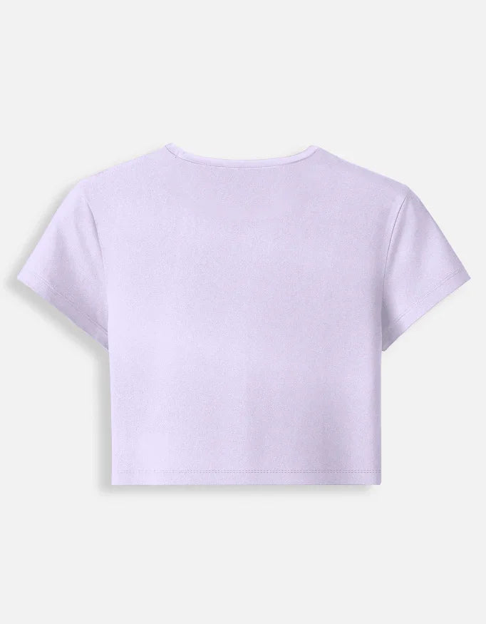 Back view of a light purple cropped t-shirt, short sleeves, Nairove Closet fashion