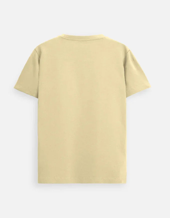 Back view of a beige short sleeve t-shirt, casual fashion from Nairove Closet