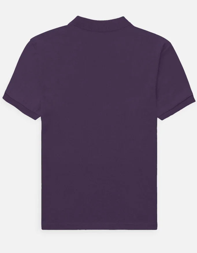 Back view of a plain dark purple short-sleeve polo shirt from Nairove Closet