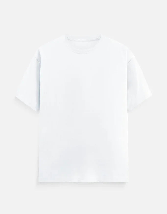 Plain white short-sleeve t-shirt, Nairove Closet minimalist fashion, clean background