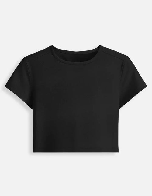 Nairove Closet black short sleeve crop top, modern minimalist women's fashion