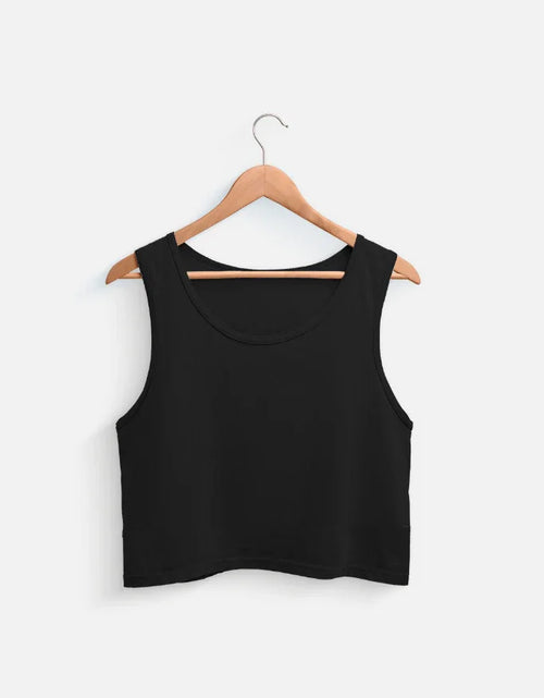 Black sleeveless crop top on hanger, Nairove Closet modern fashion basics