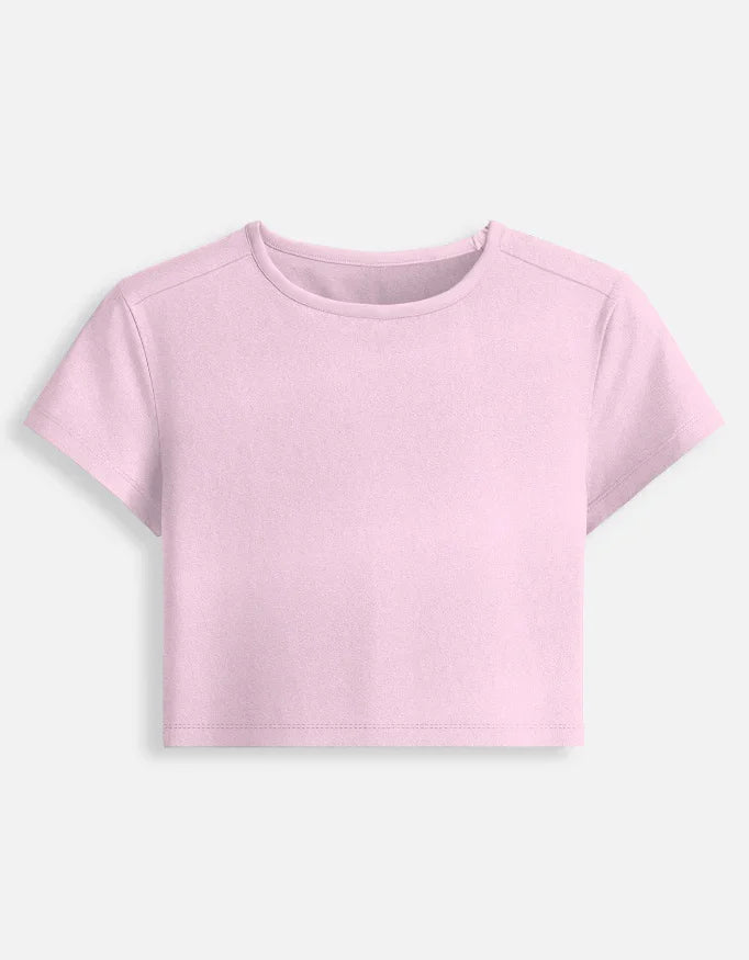 Light pink crop top t-shirt with short sleeves, Nairove Closet fashion collection