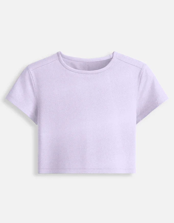 Light purple cropped t-shirt with short sleeves, Nairove Closet fashion basics