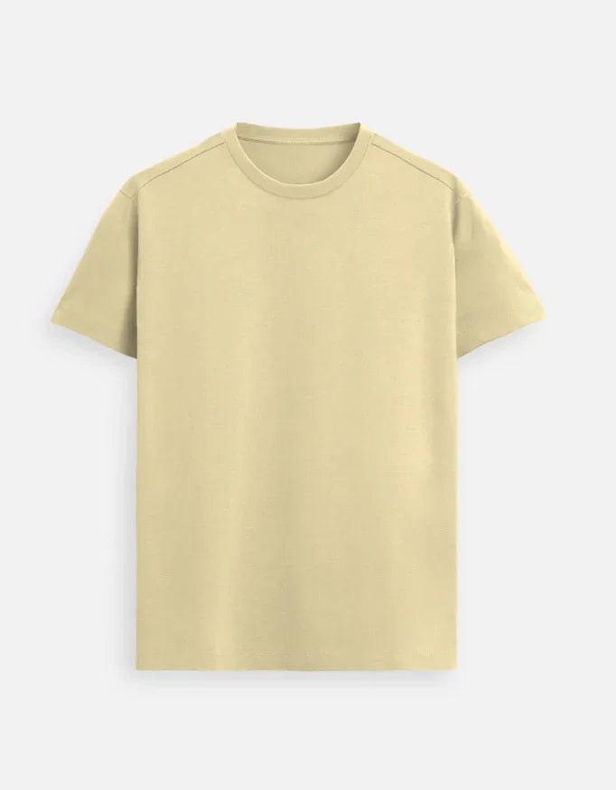 Beige short sleeve crew neck t-shirt from Nairove Closet, minimal casual fashion top