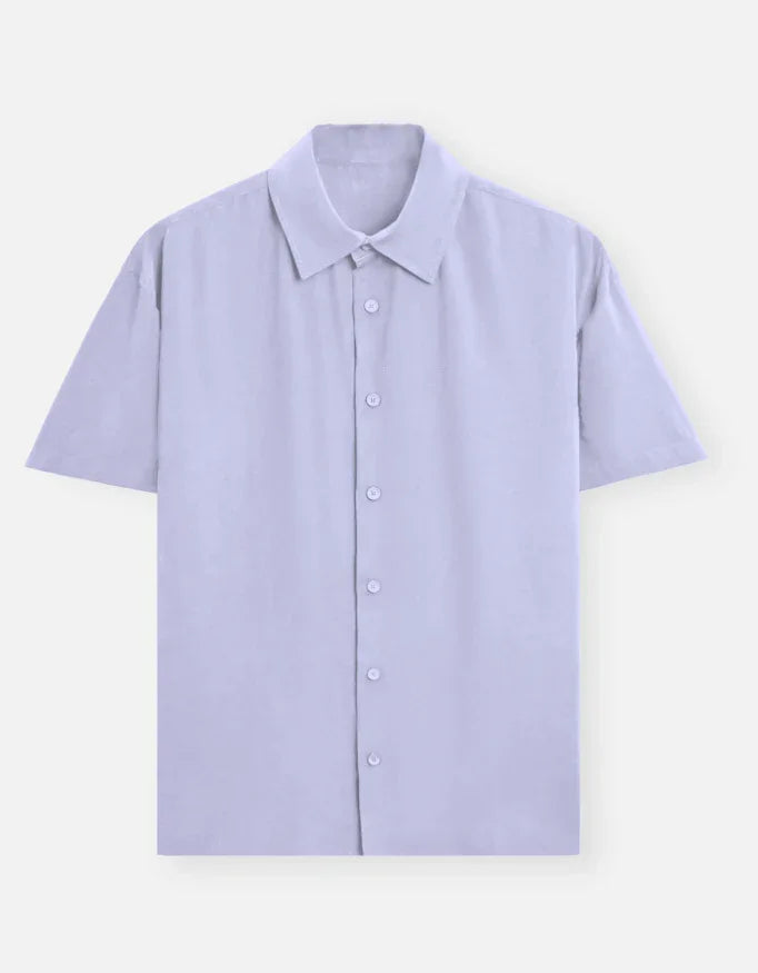 Light purple short sleeve button-up shirt, minimalist style, Nairove Closet fashion