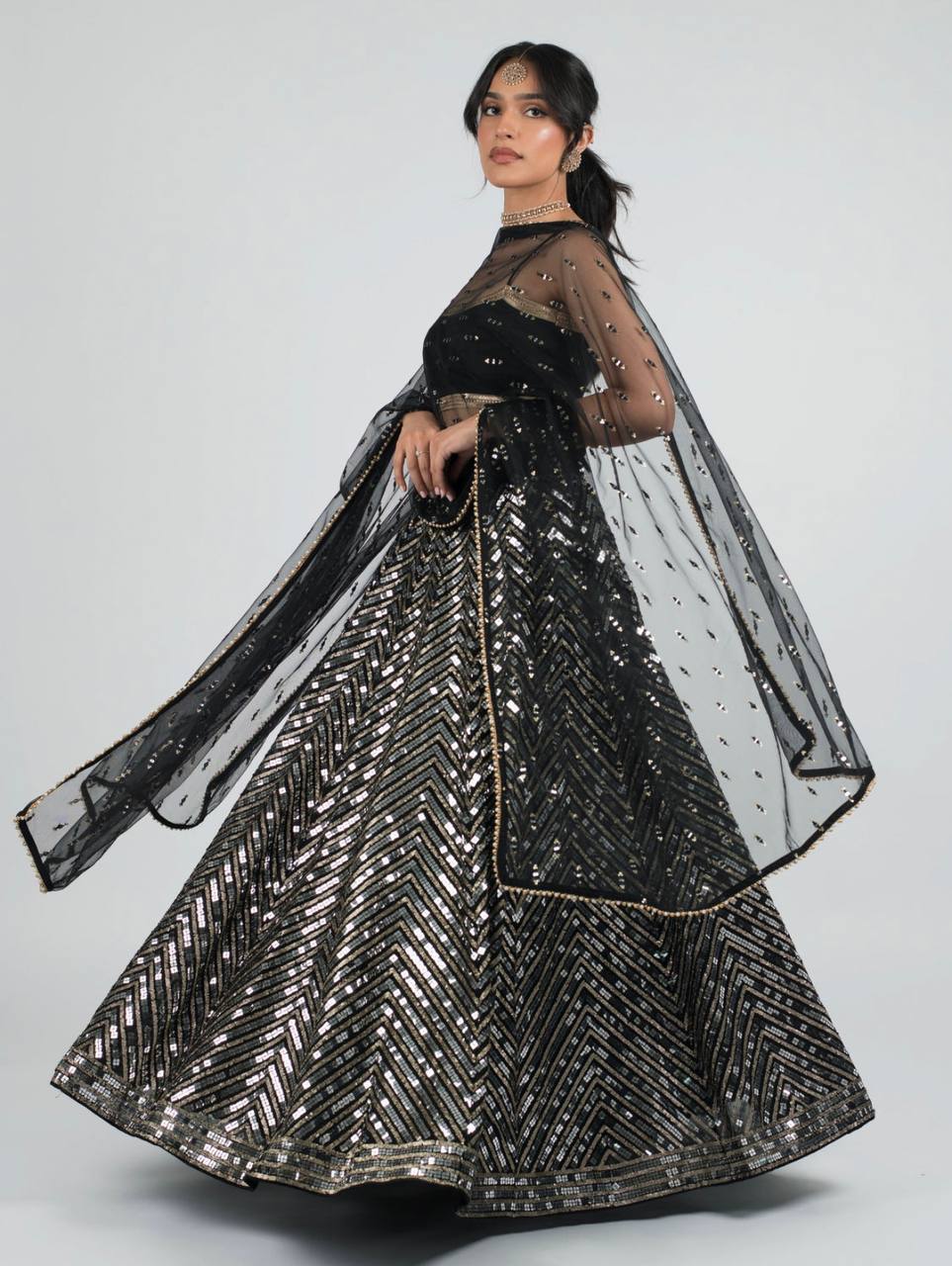 Black Sleveless Lehenga