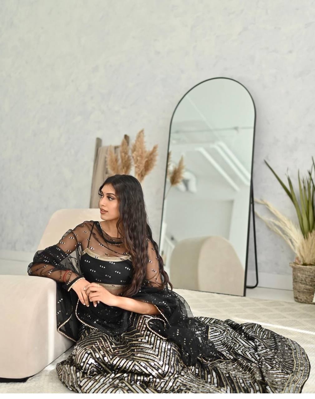 Black Sleveless Lehenga
