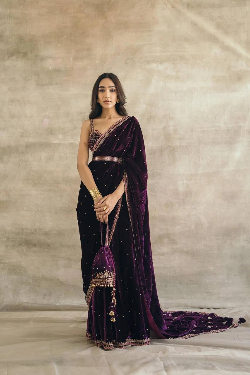 Velvet Purple Saree