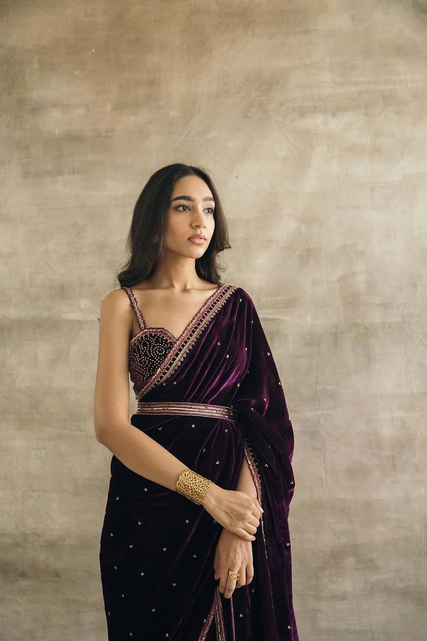 Velvet Purple Saree