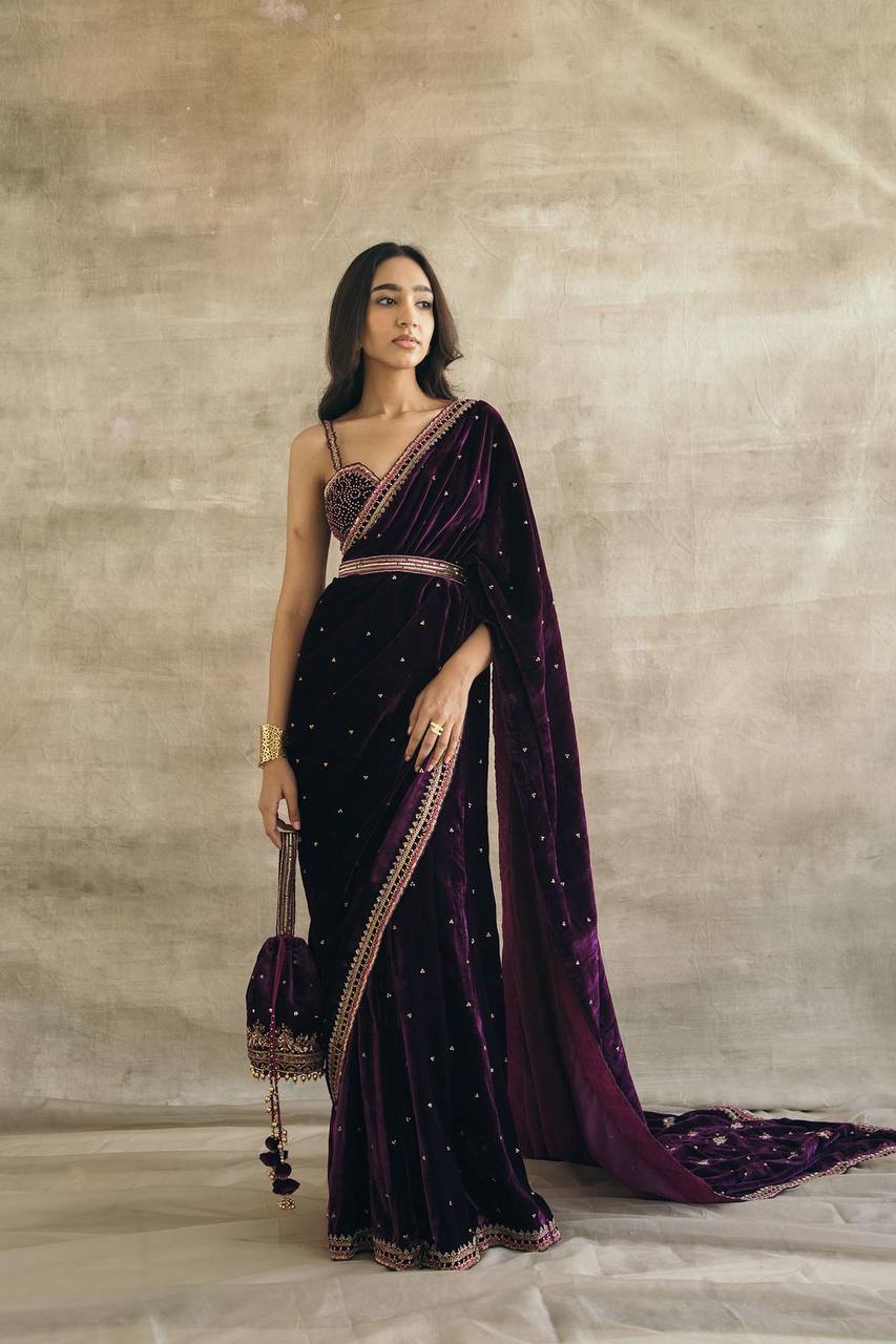 Velvet Purple Saree