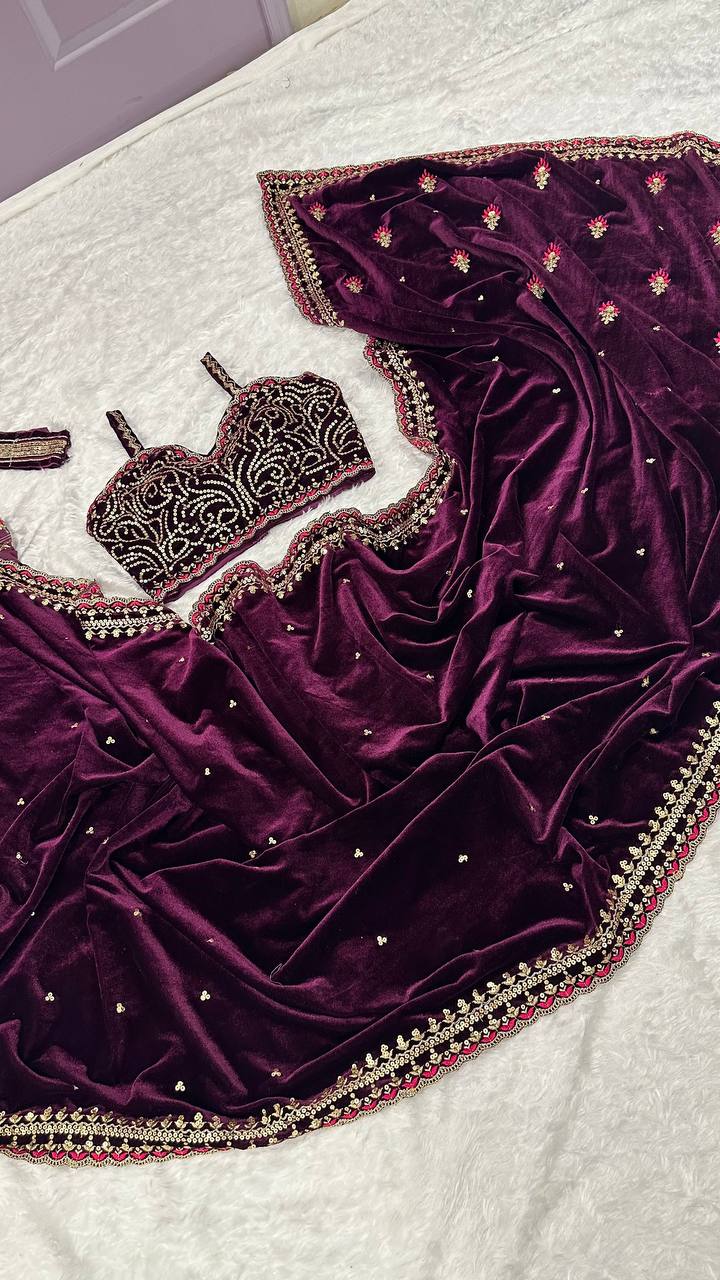 Velvet Purple Saree