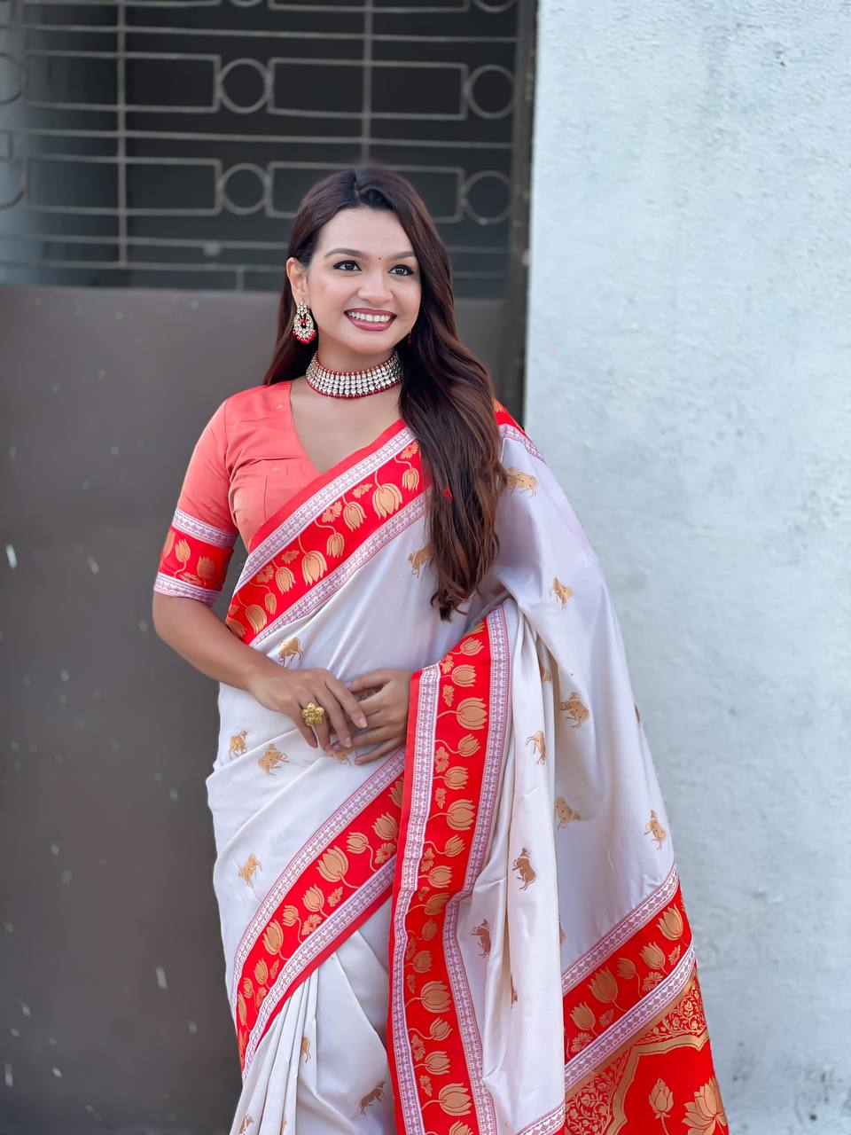 White Paithani Saree