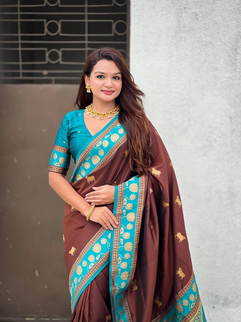 Brown Paithani Saree