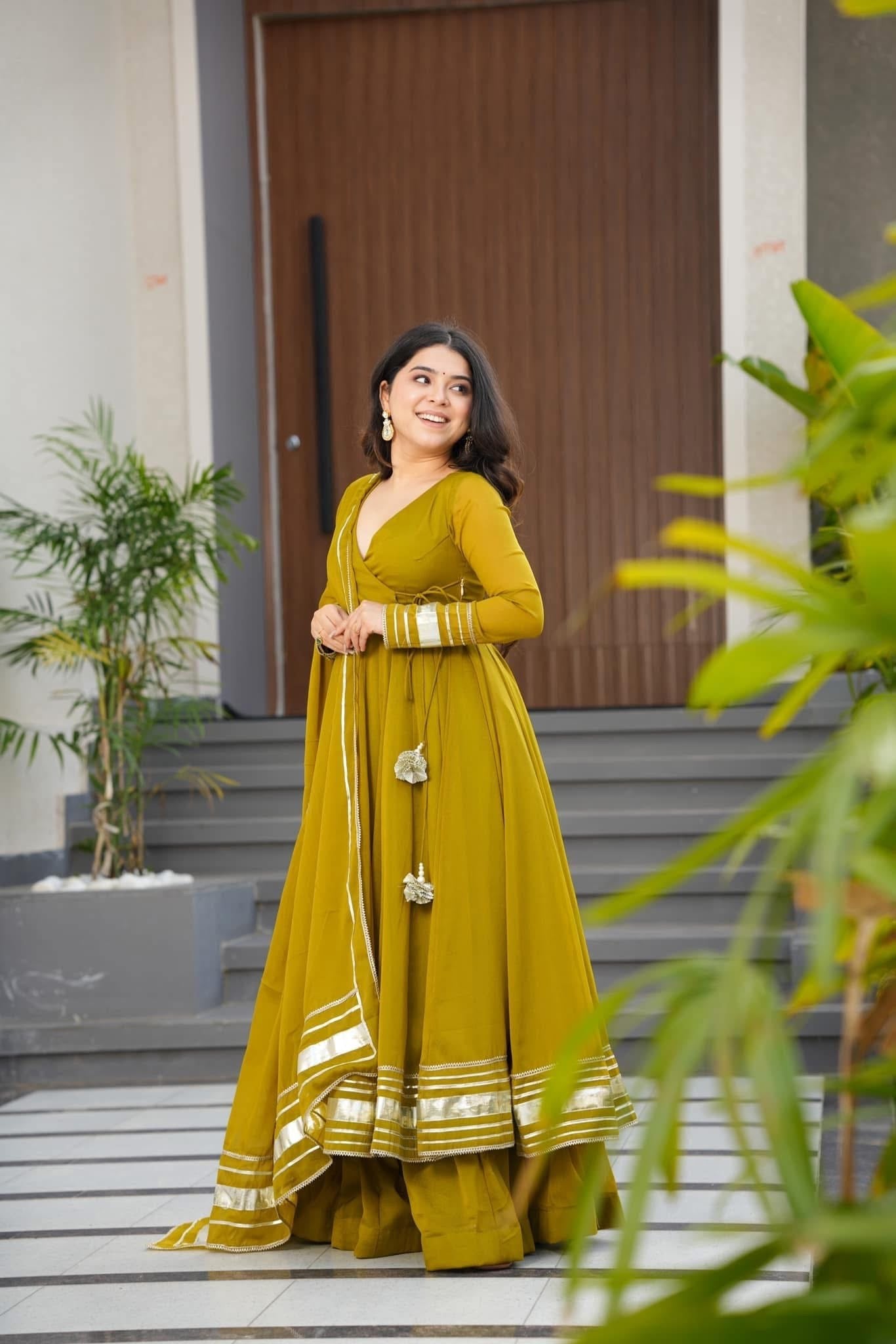 Mustard Olive Anarkali