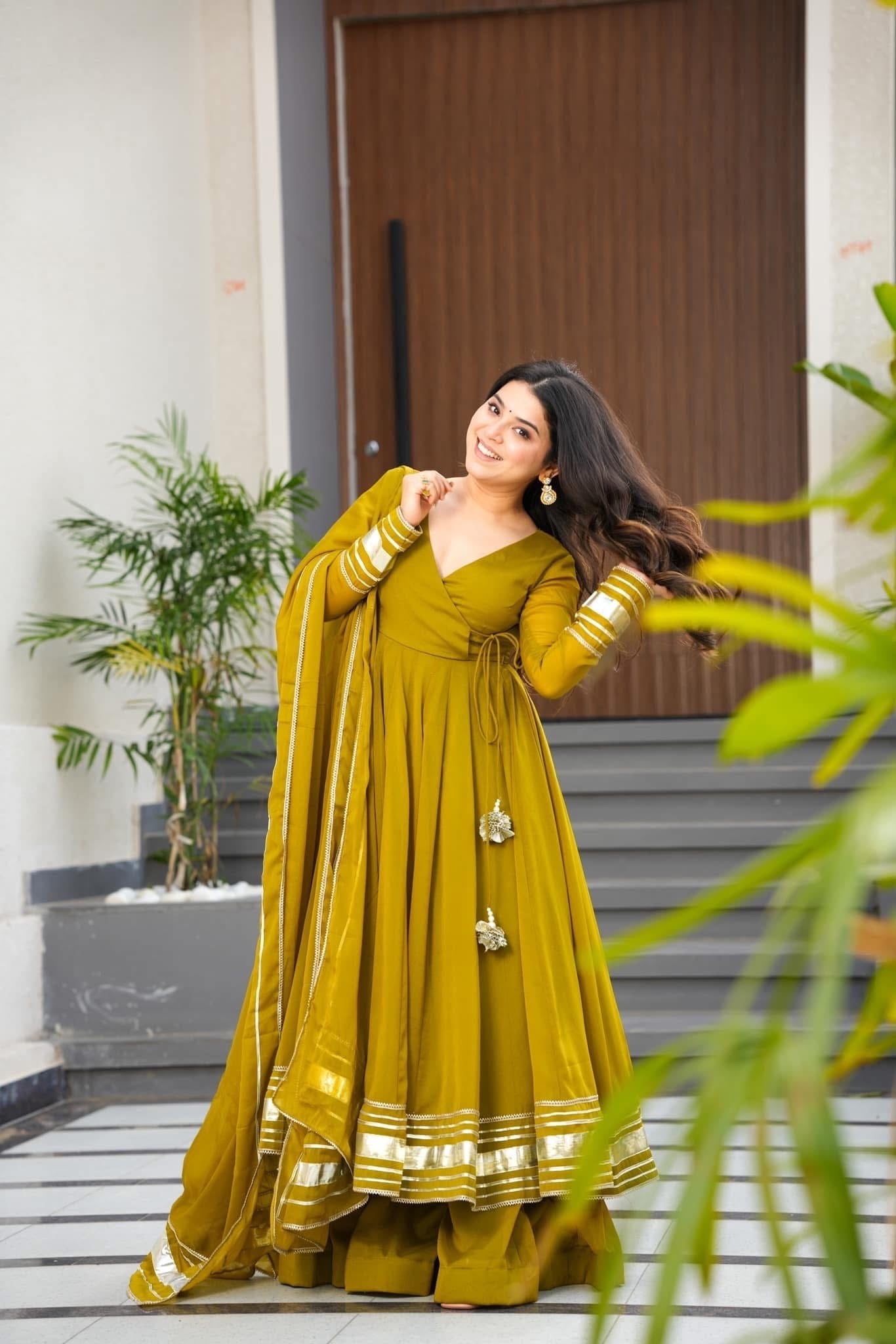 Mustard Olive Anarkali