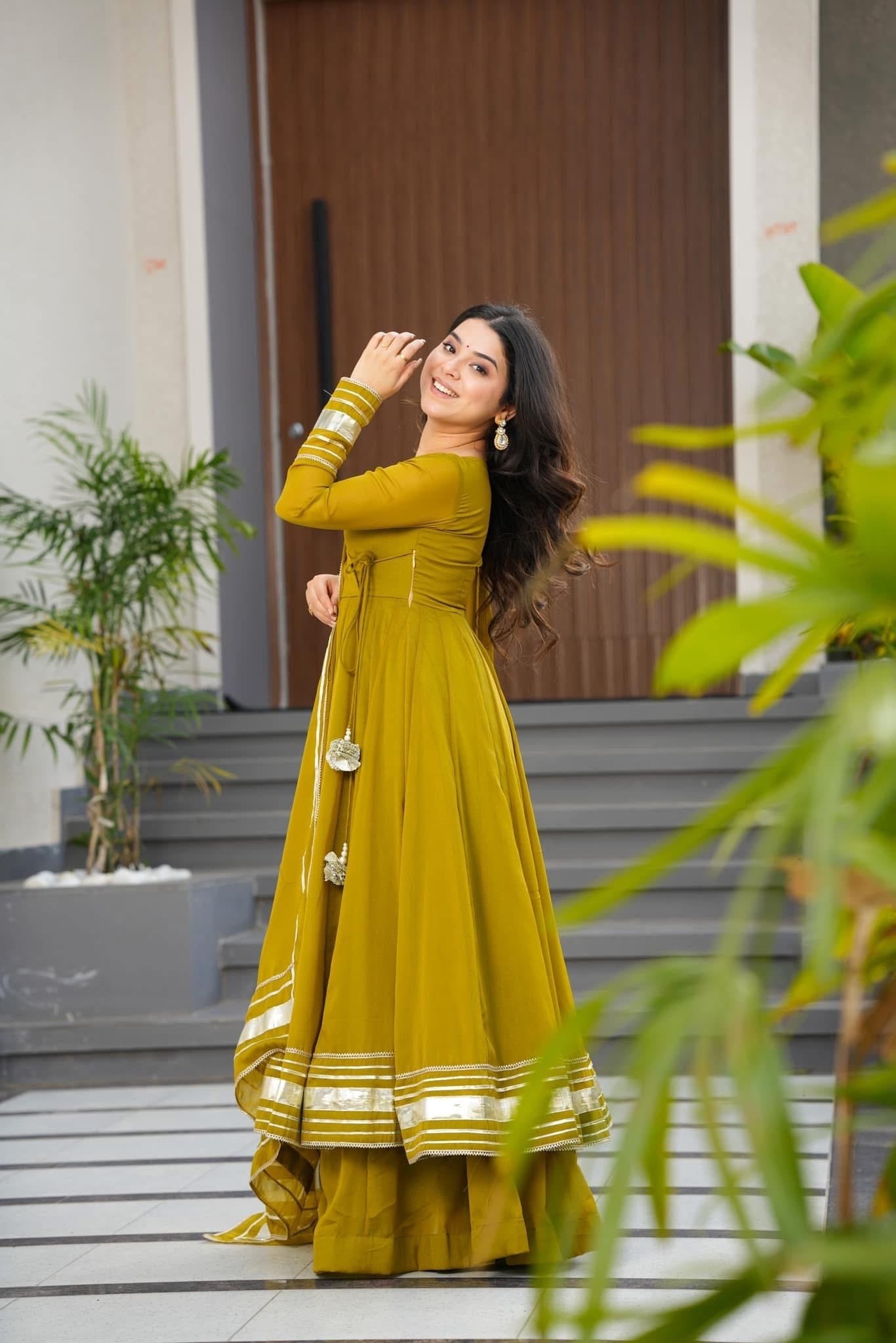 Mustard Olive Anarkali