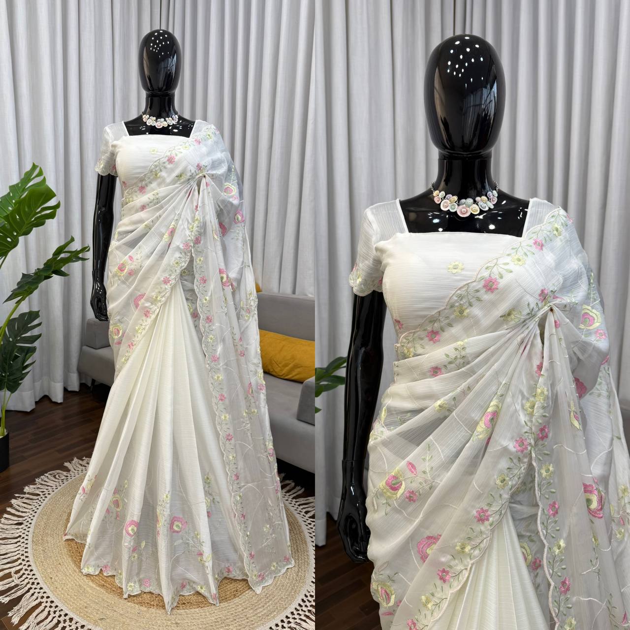 White Chiffon Saree