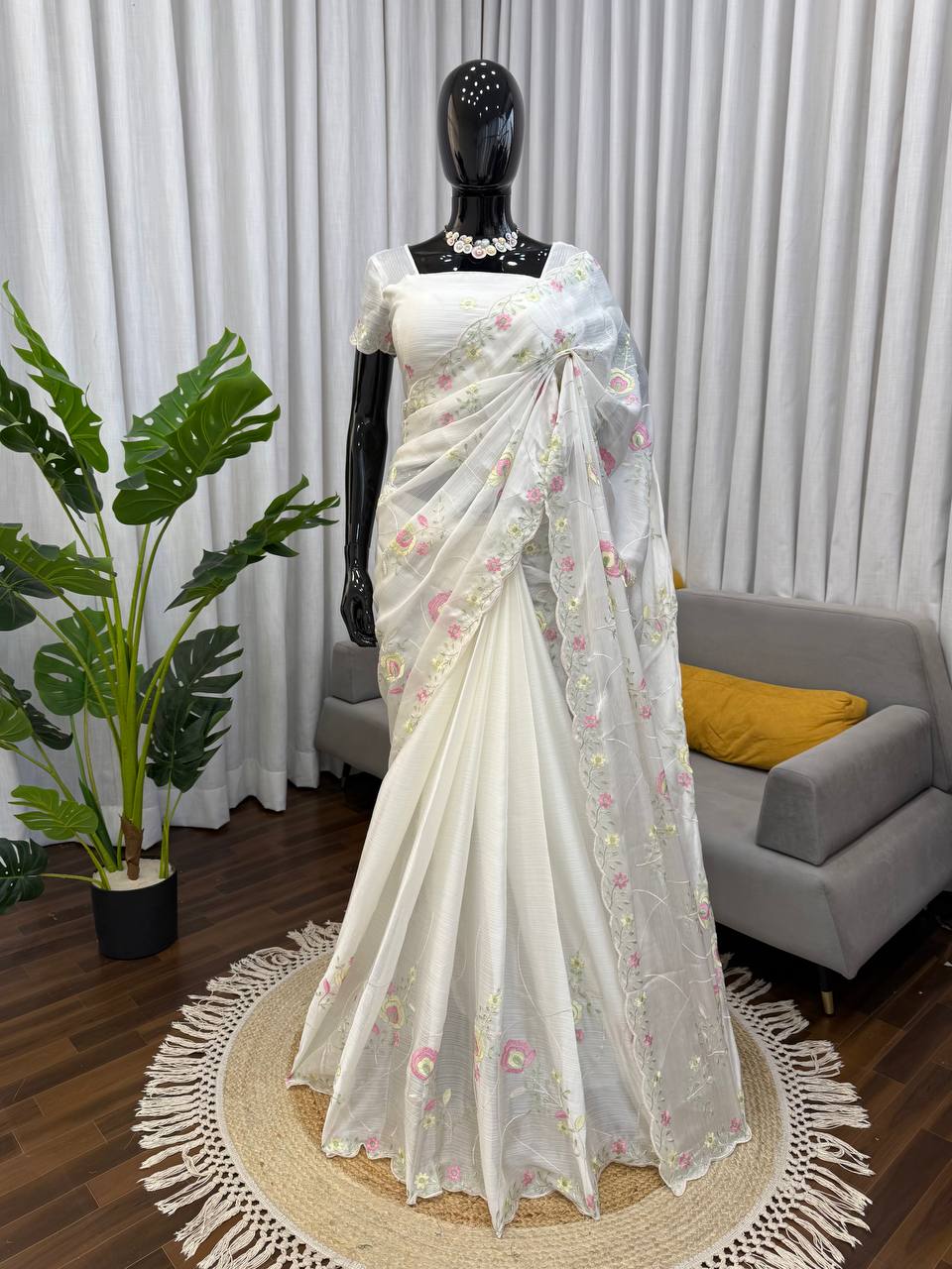 White Chiffon Saree