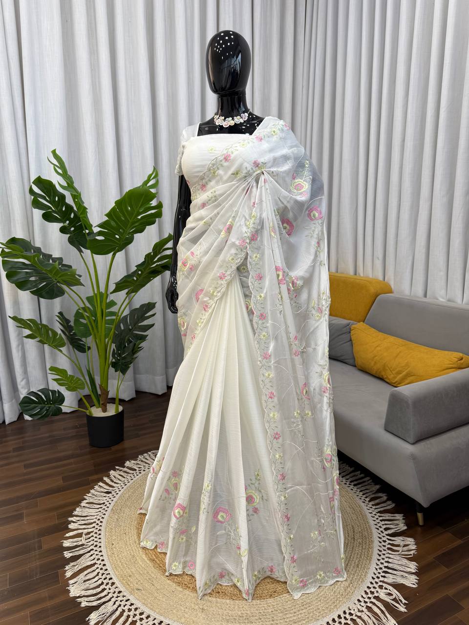 White Chiffon Saree