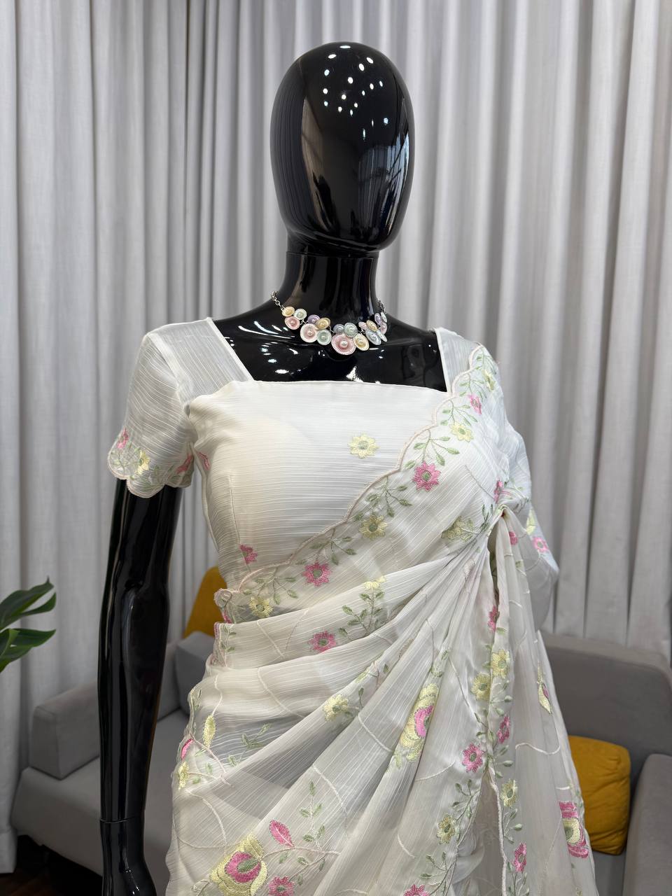 White Chiffon Saree