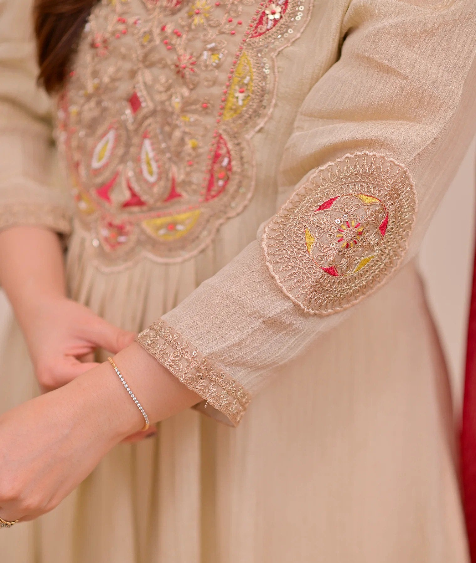 Cream Anarkali