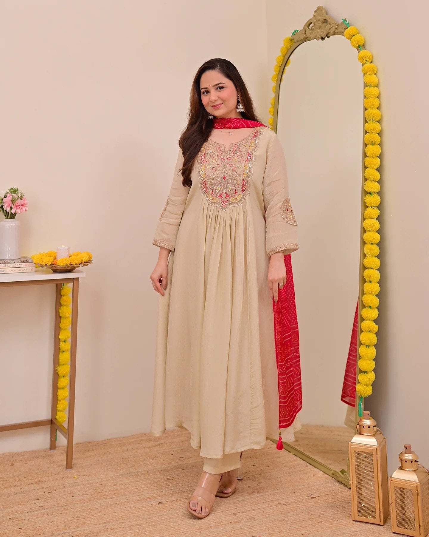 Cream Anarkali