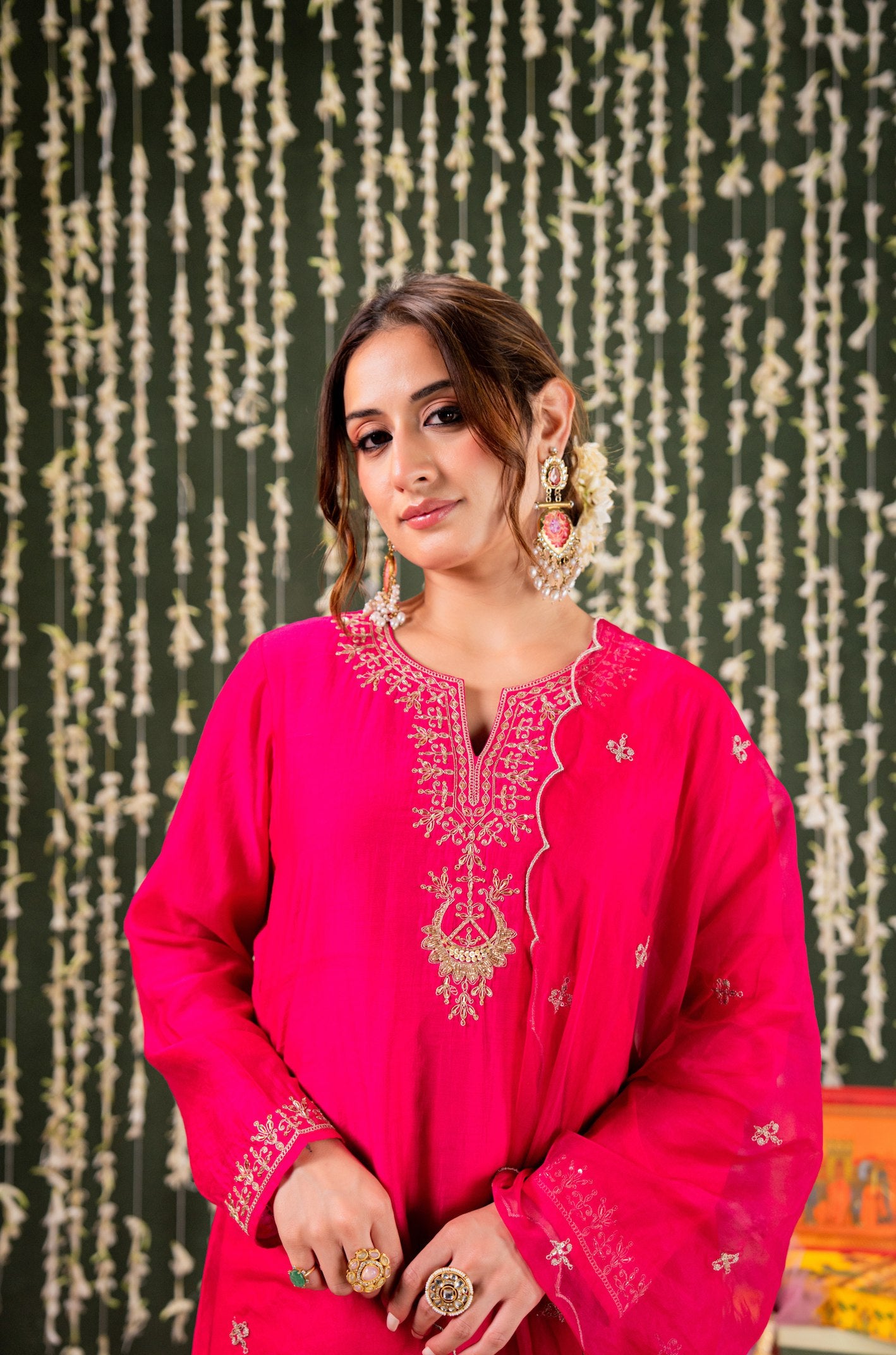 Chanderi Pink Kurti Set