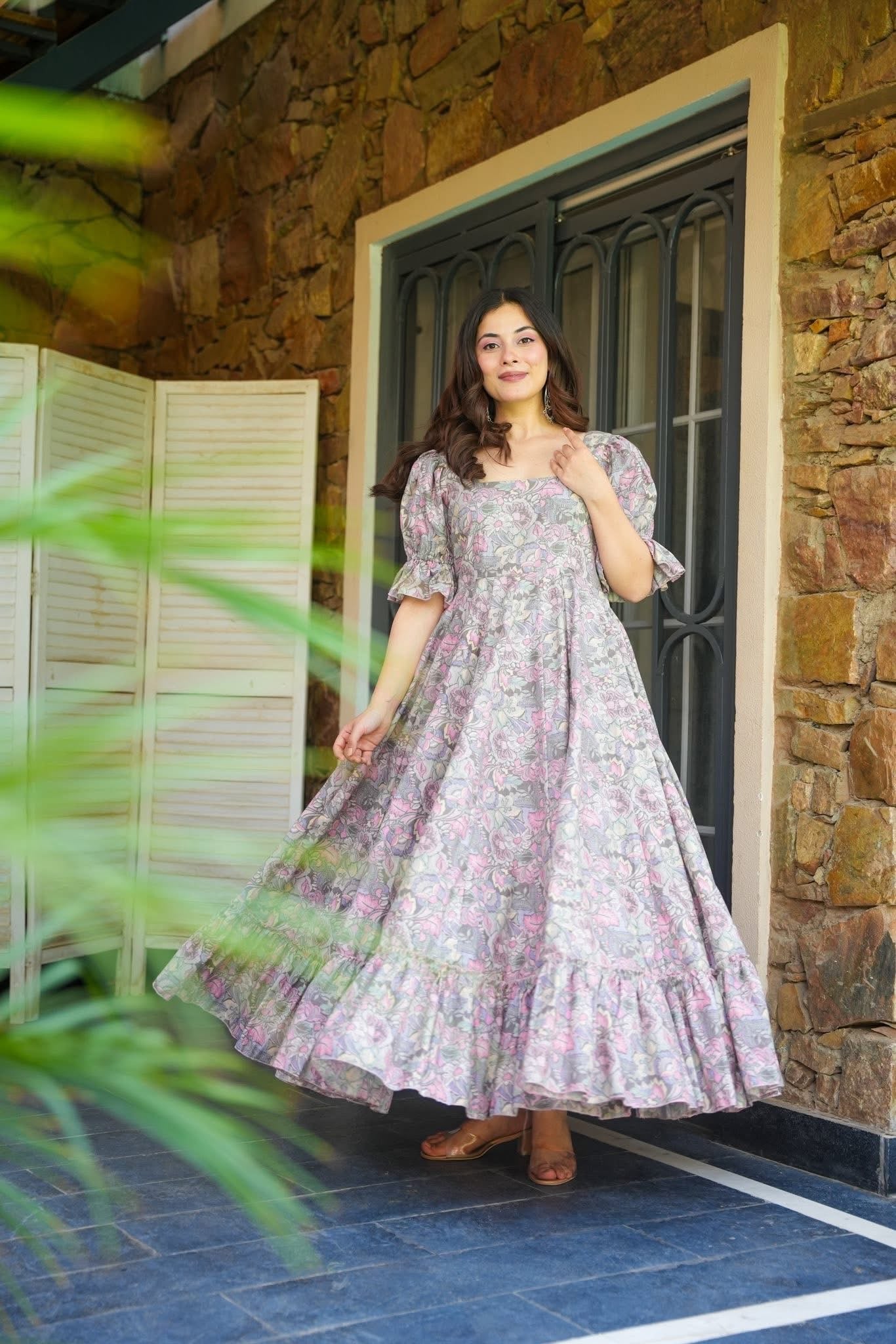 Dusty Lilac Floral Gown