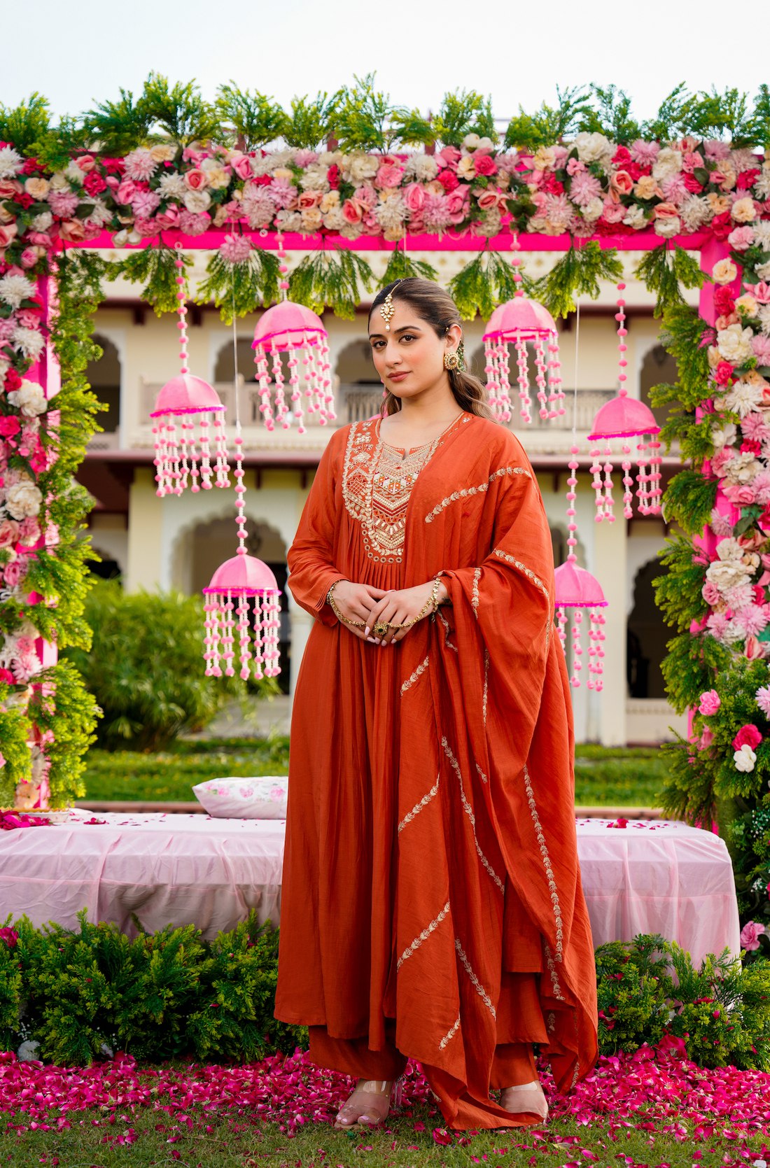 Rust Orange Kurti Set