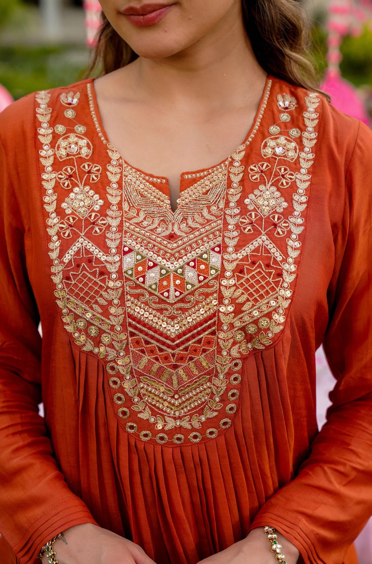 Rust Orange Kurti Set