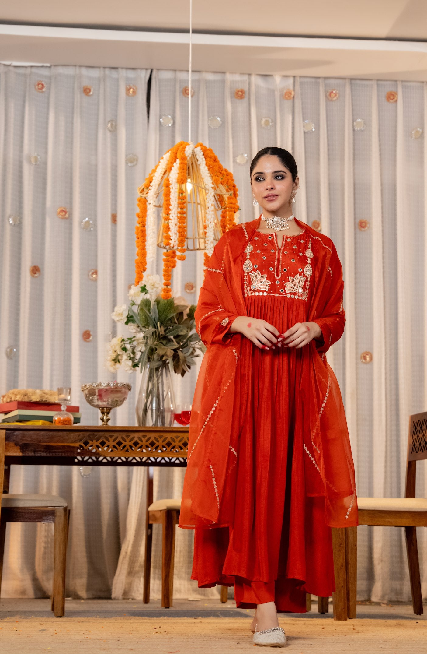 Red Kurti Set