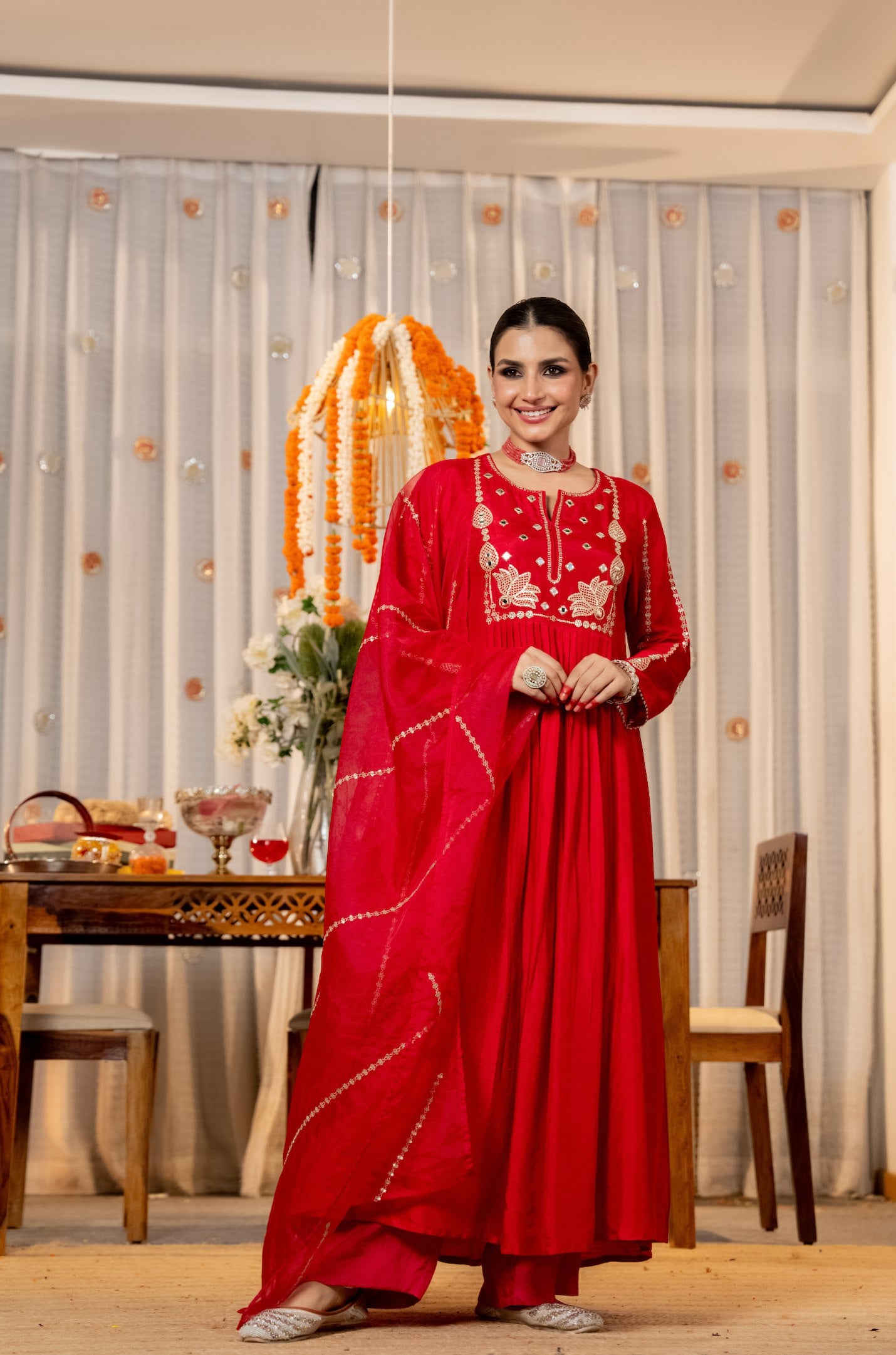 Red Kurti Set