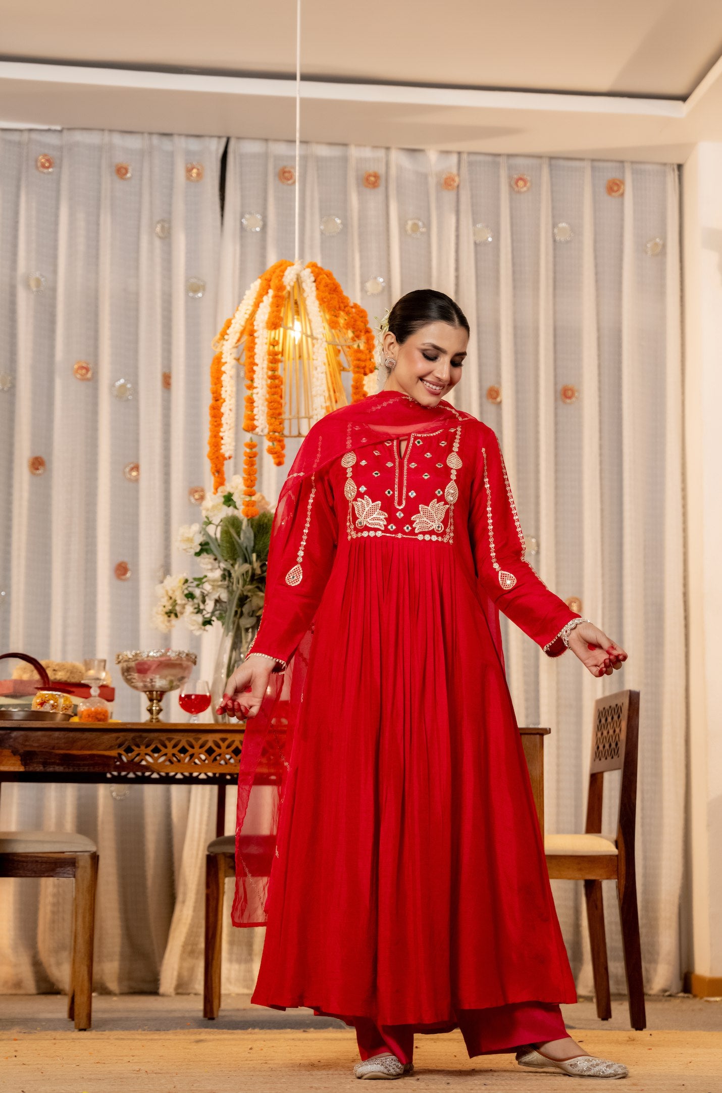 Red Kurti Set
