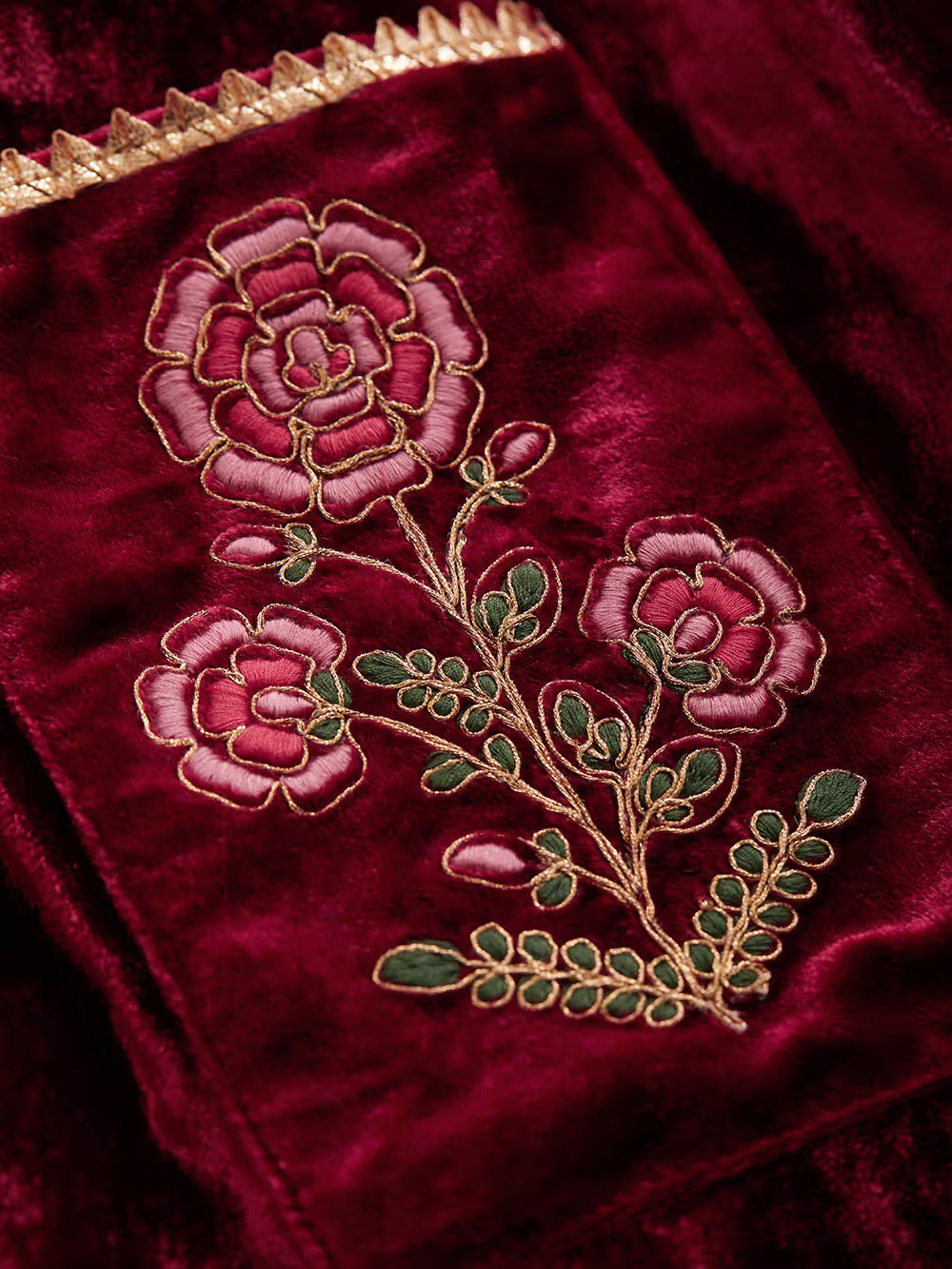 Velvet Red Kurti Set