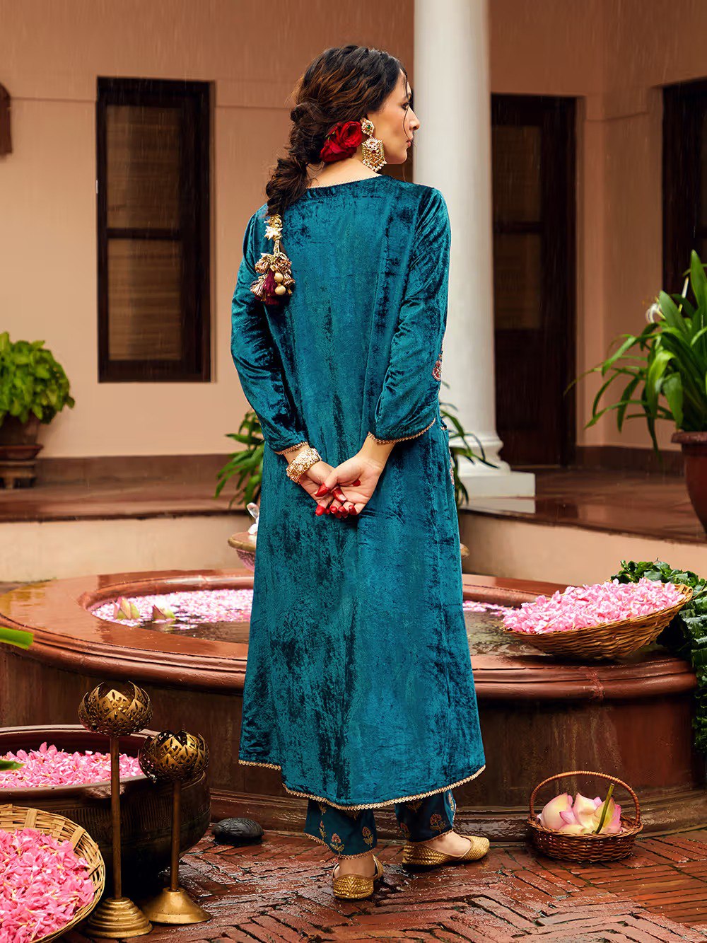Velvet Blue Kurti Set