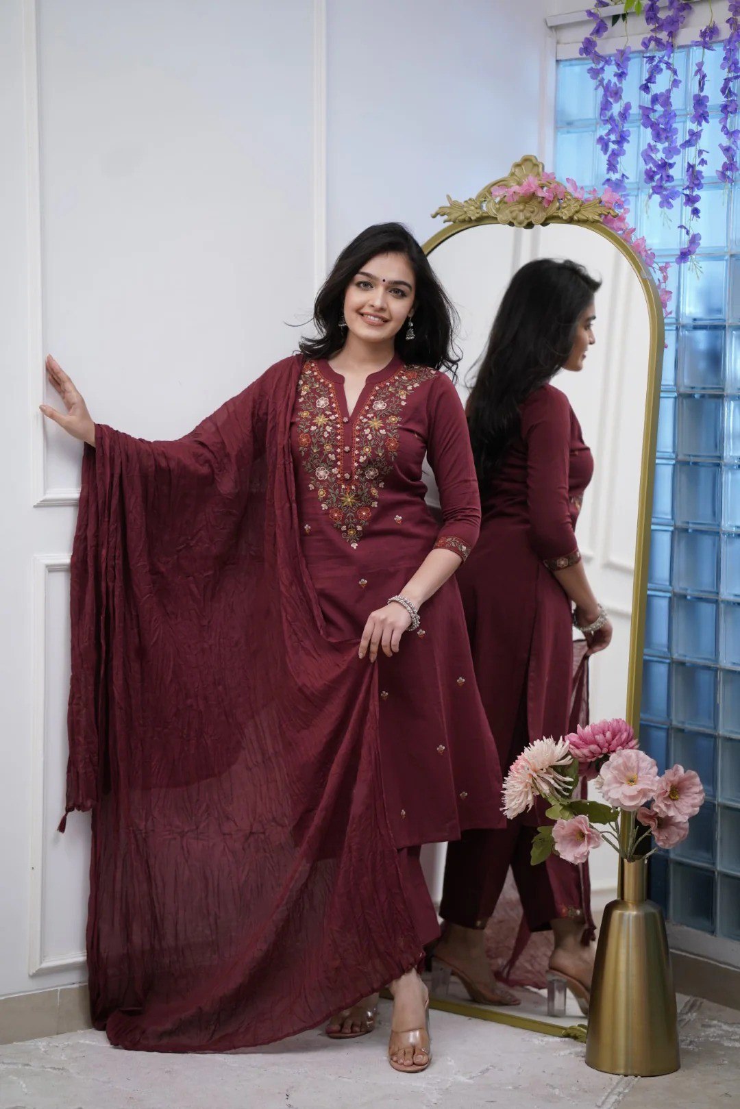 Maroon Kurti Set
