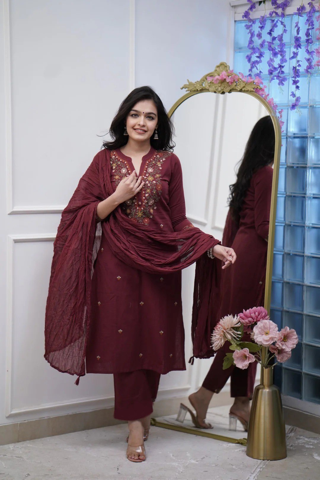 Maroon Kurti Set