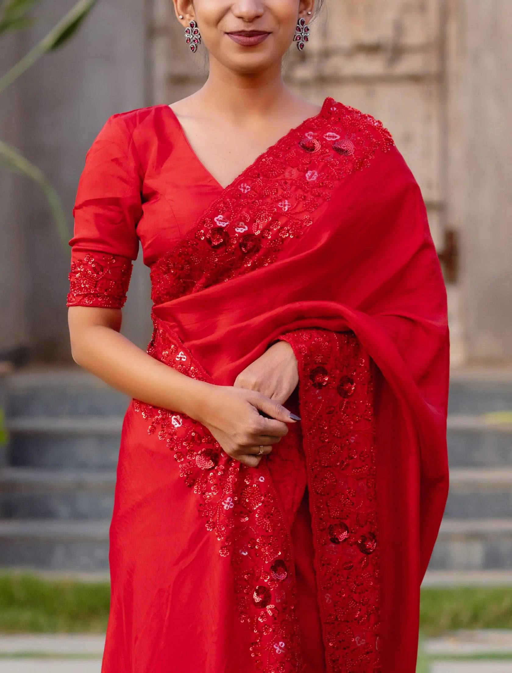 Valentine Red Saree
