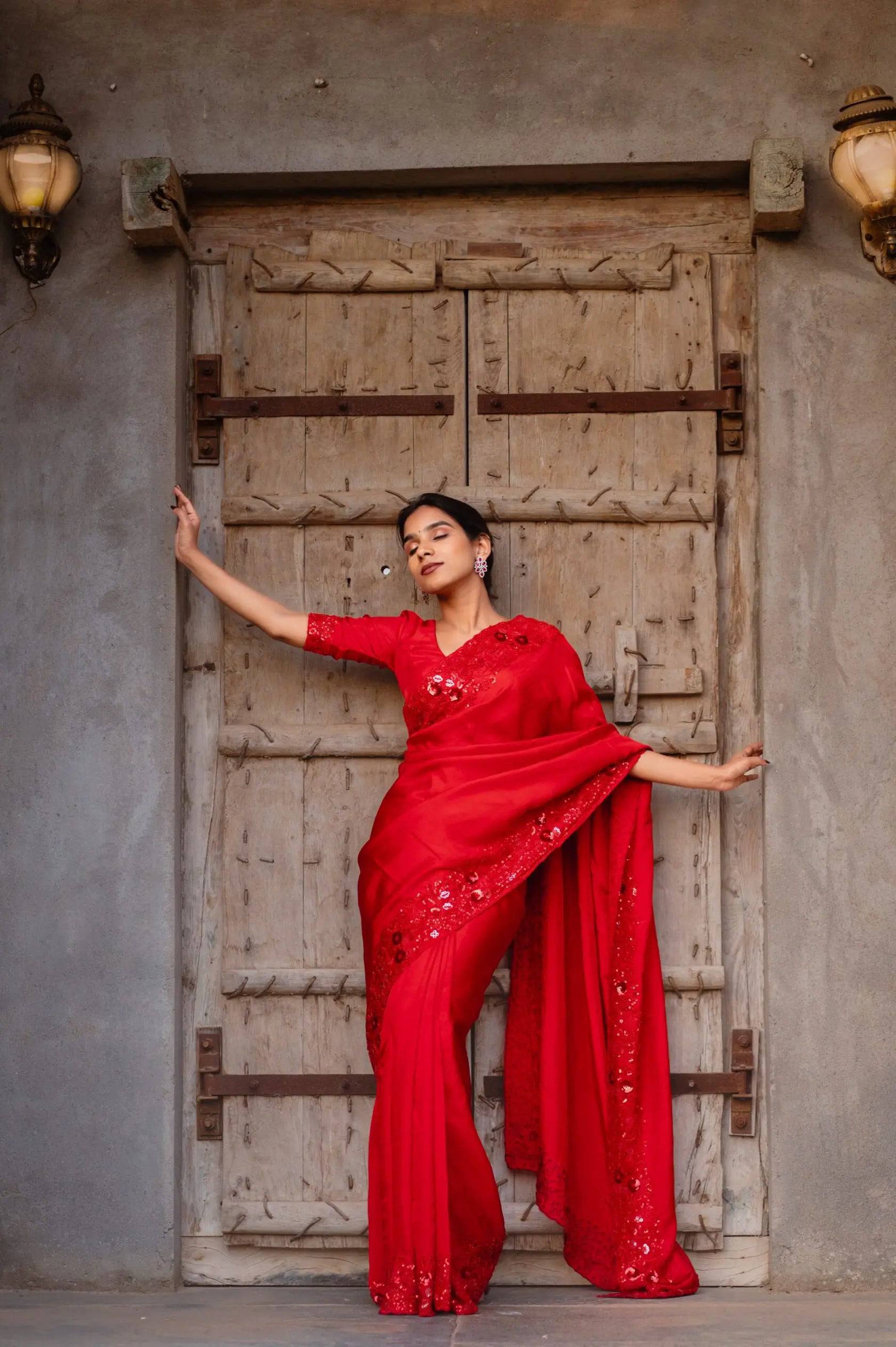 Valentine Red Saree