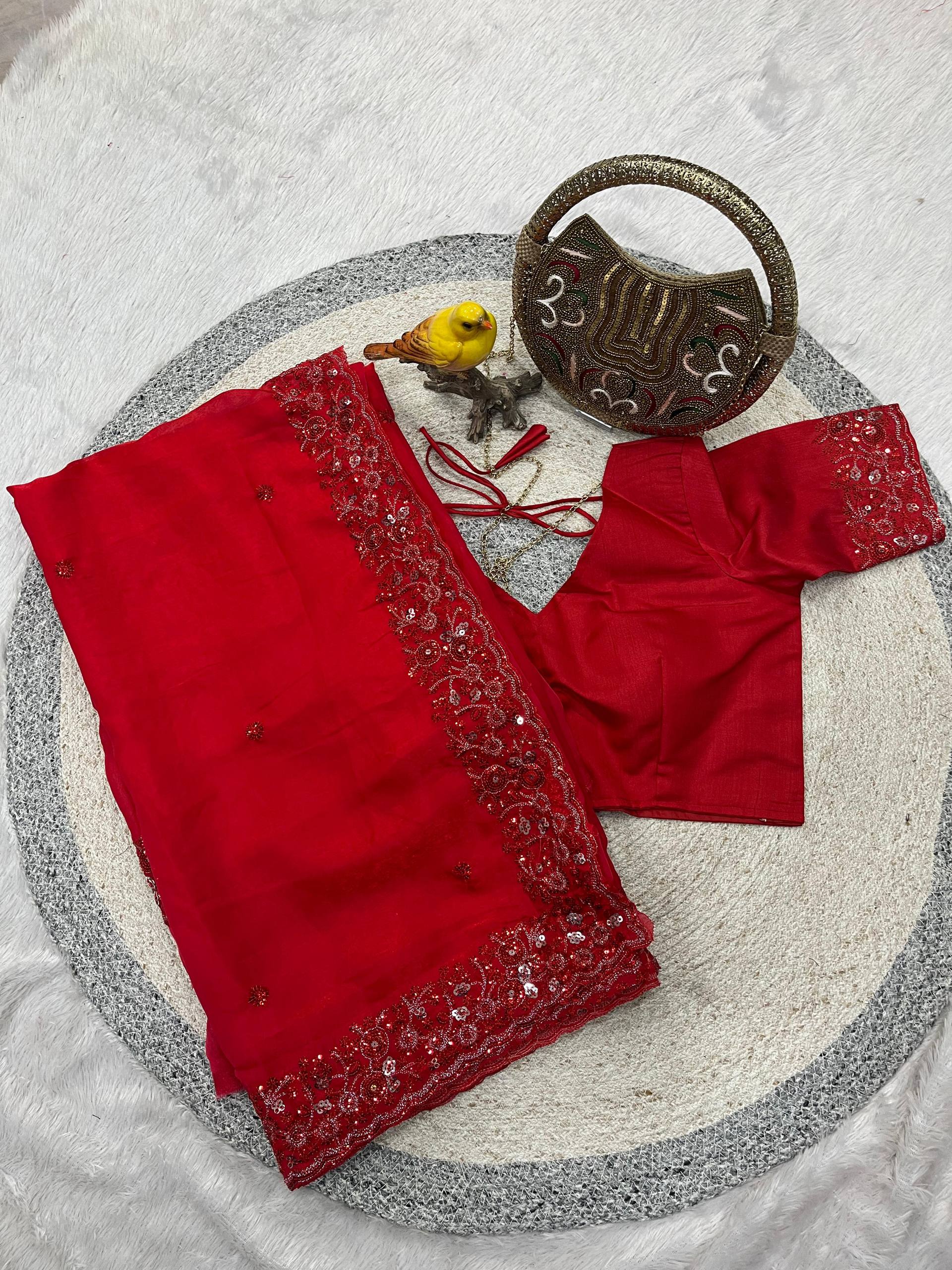 Valentine Red Saree