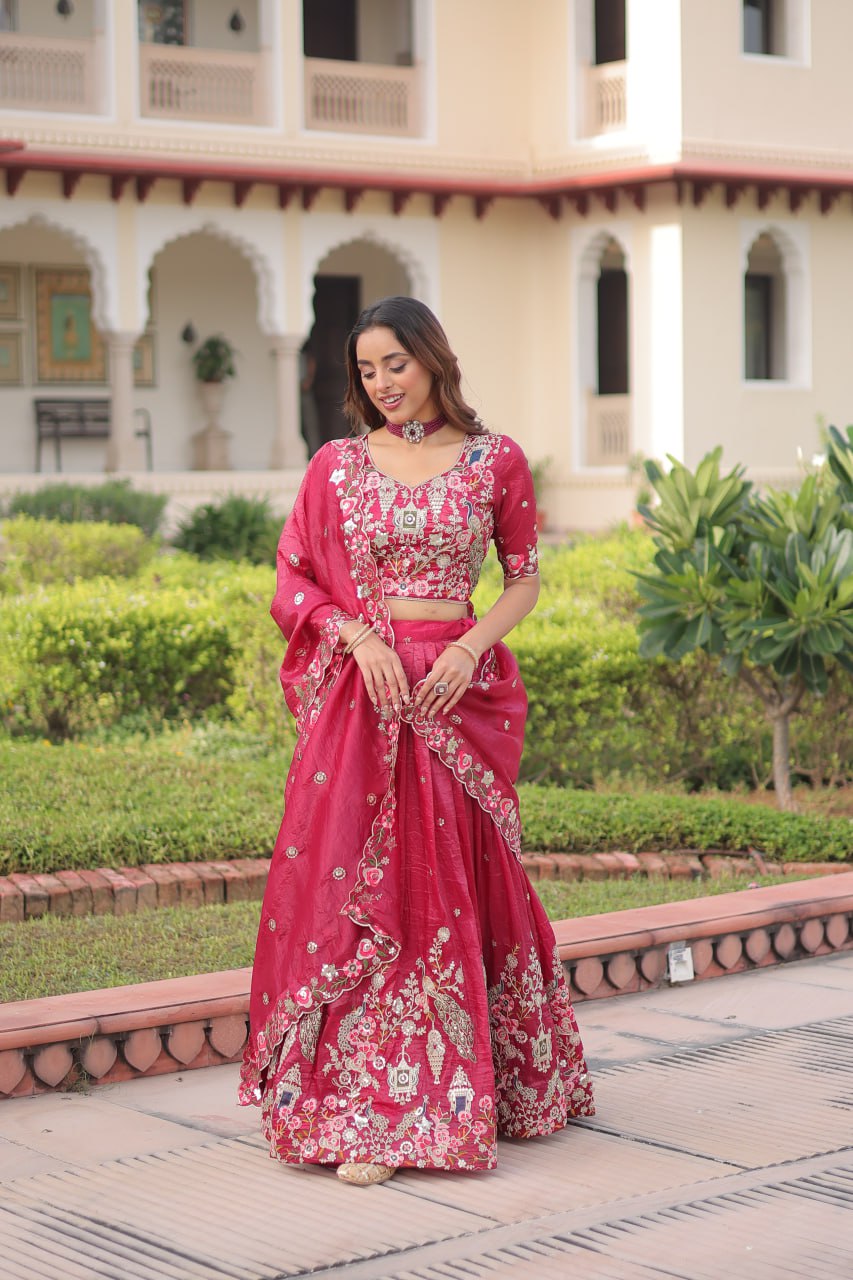 Pink Gold Crush Lehenga