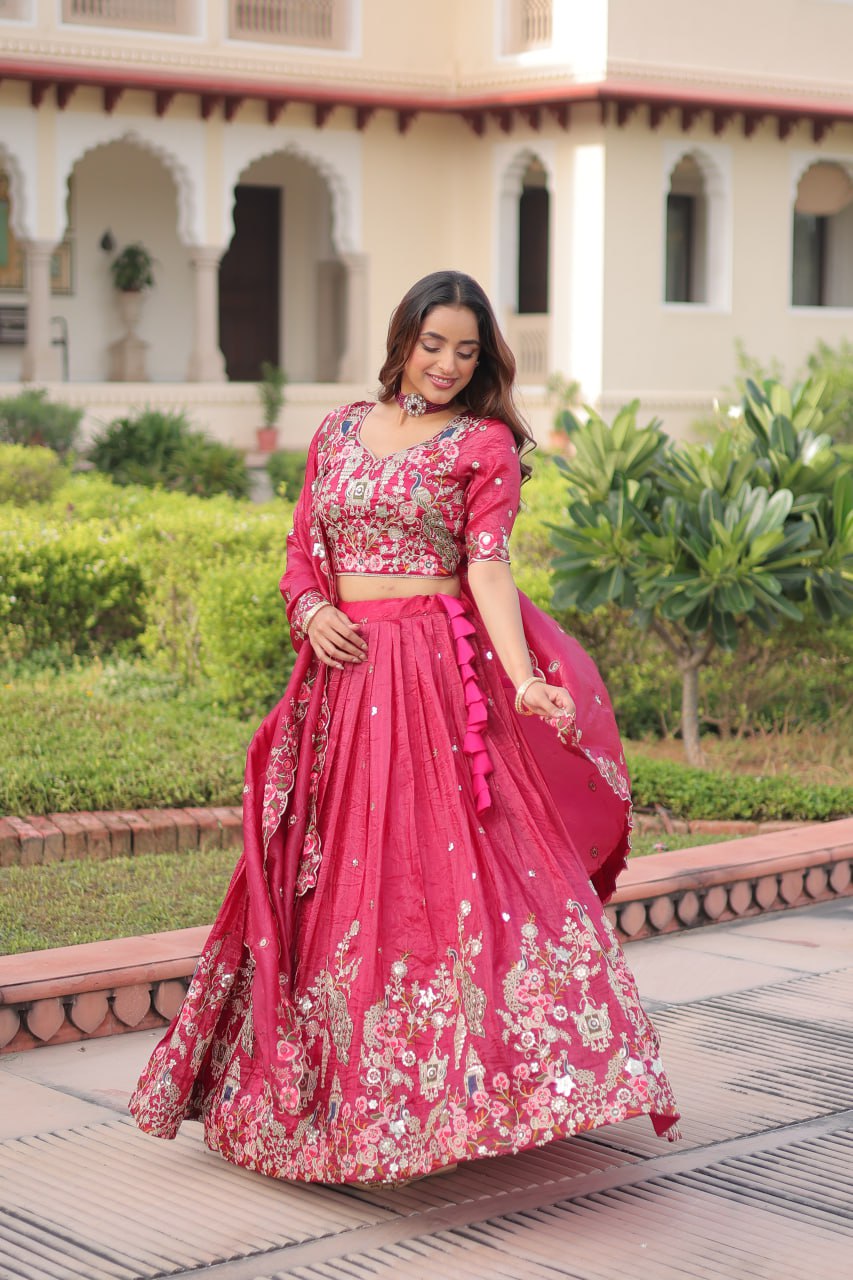 Pink Gold Crush Lehenga