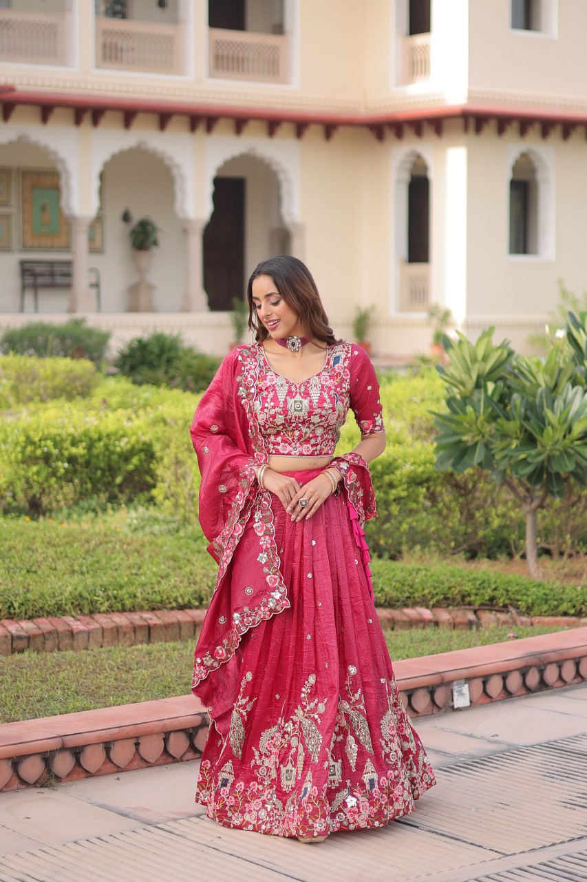 Pink Gold Crush Lehenga