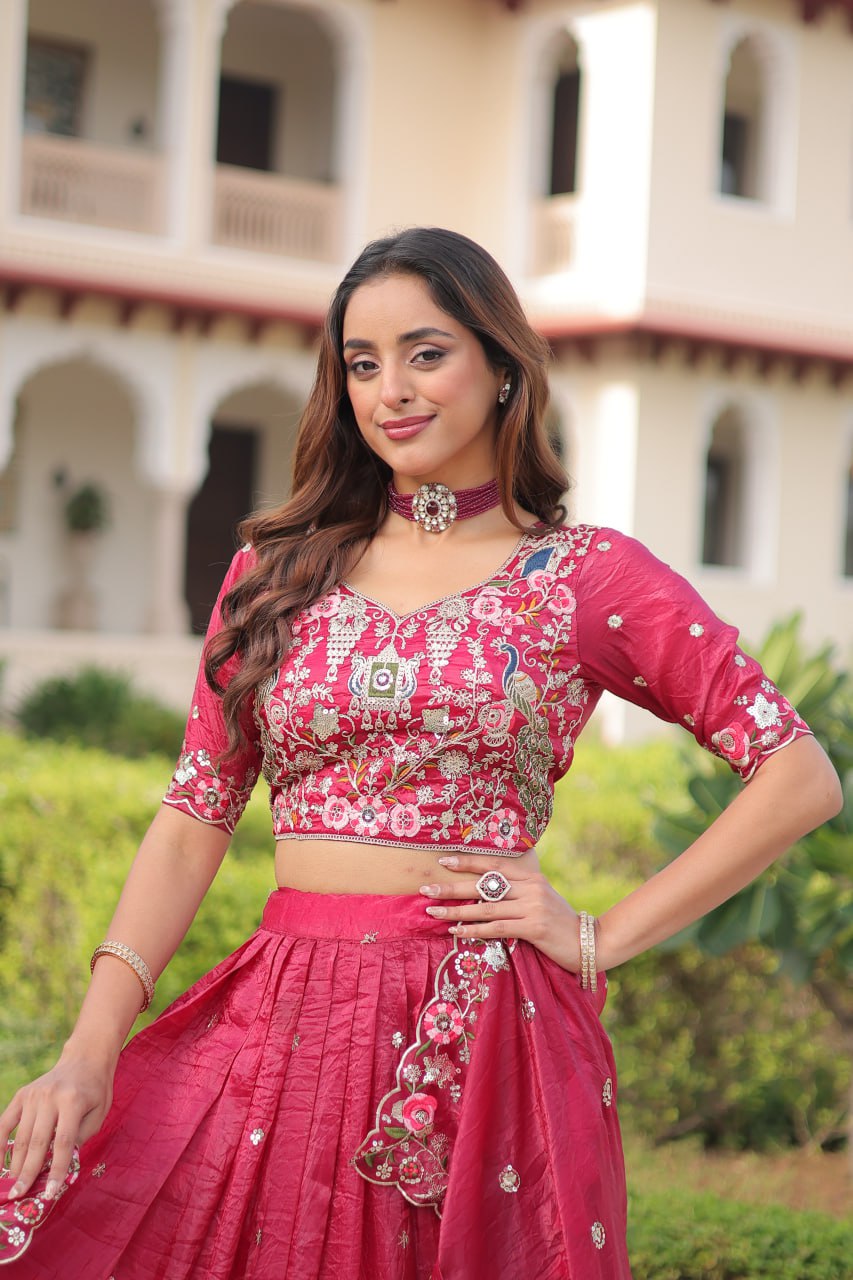 Pink Gold Crush Lehenga
