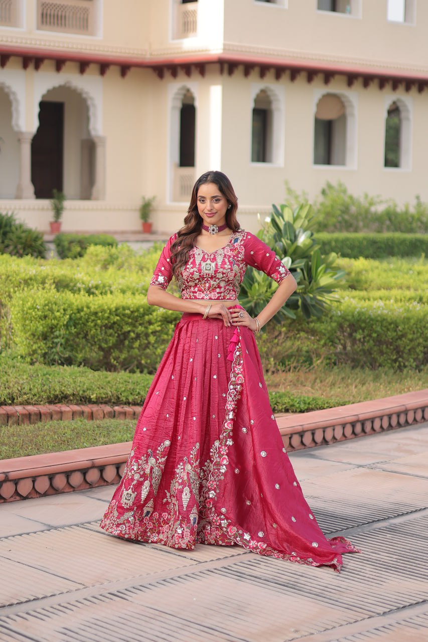 Pink Gold Crush Lehenga