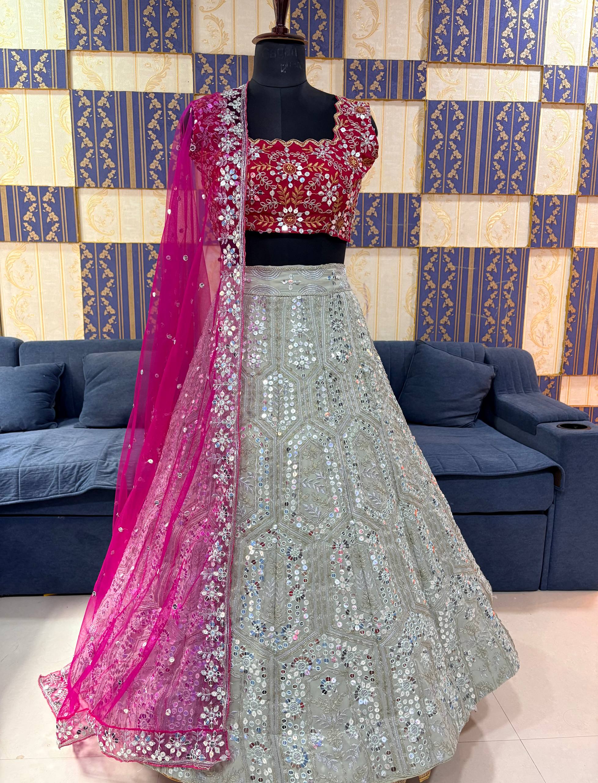 Red Georgette  Lehenga